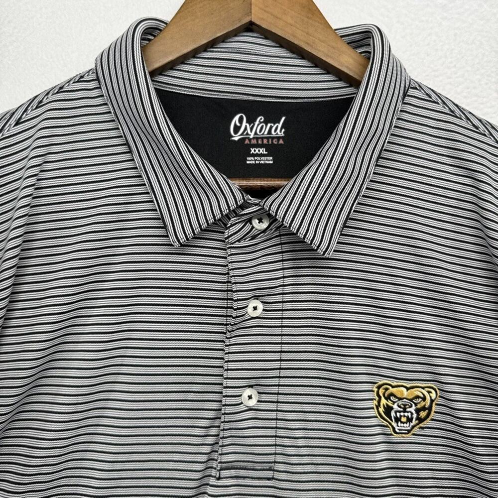 Oakland University Polo Shirt men's 3XL Gray White black Oxford America Golf
